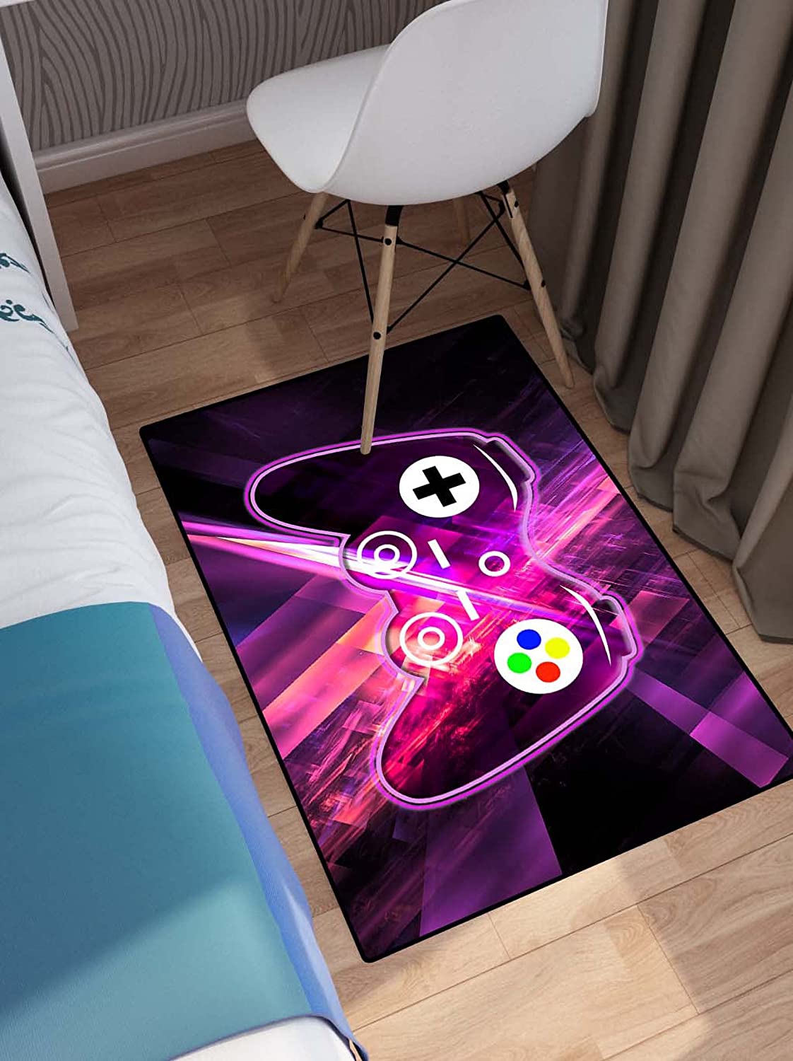 Cool Gaming Skull Area Rugs for Boys' Game Style Bedroom Home Decor with Video Game Rugs