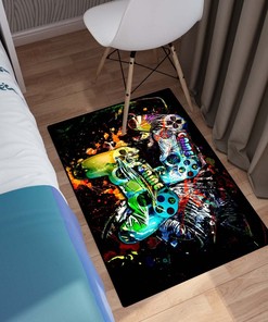 Cool Neon Pattern Boys Playroom Floor Mats for Gaming Area