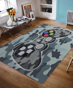 Cool Non-Slip Gamepad Area Rug with Large 3D Print for Gaming Room and Living Room
