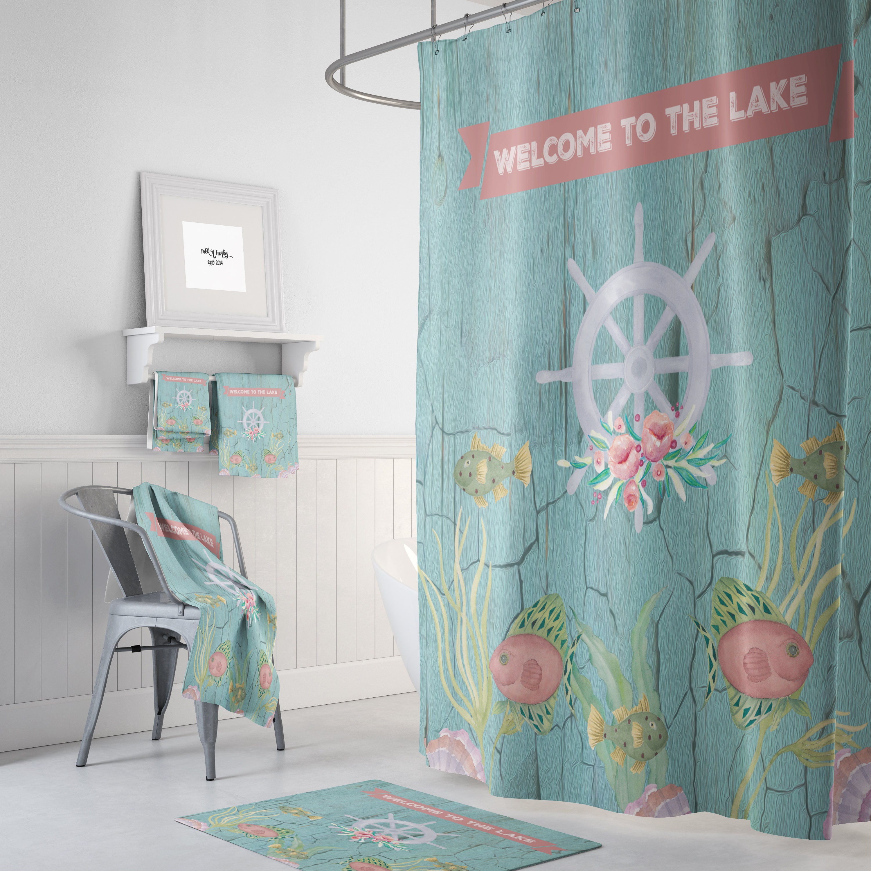 Cottage Chic Beach Theme Shower Curtain, Coastal Bathroom Decor with Unique Shower Curtain Options