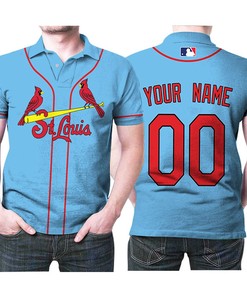 Create Your Look with Personalized St Louis Cardinals Your Name 00 Light Blue 2020 Jersey Polo Shirt in 3D