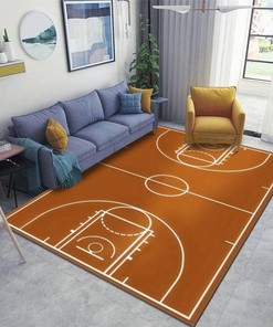 Create a Winning Atmosphere with Personalized Basketball Field Area Rug - Non-Slip Doormat for Living Room and Bedroom