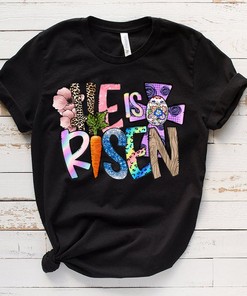 Cross He Is Risen Easter T-Shirt - Christian Sublimation Tee Design
