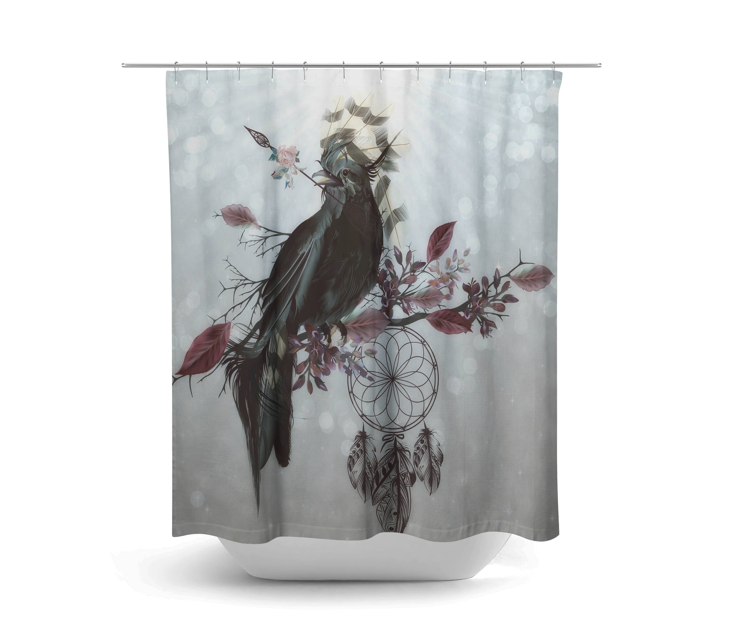 Crow Dreams Shower Curtain with Dreamy Bath Accessories - Image 2