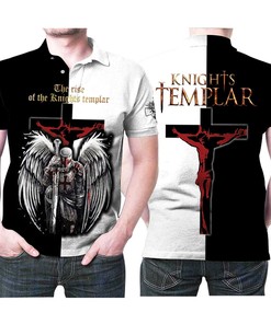 Crusade with Knight Templar and Holy Cross in 3D Polo Shirt