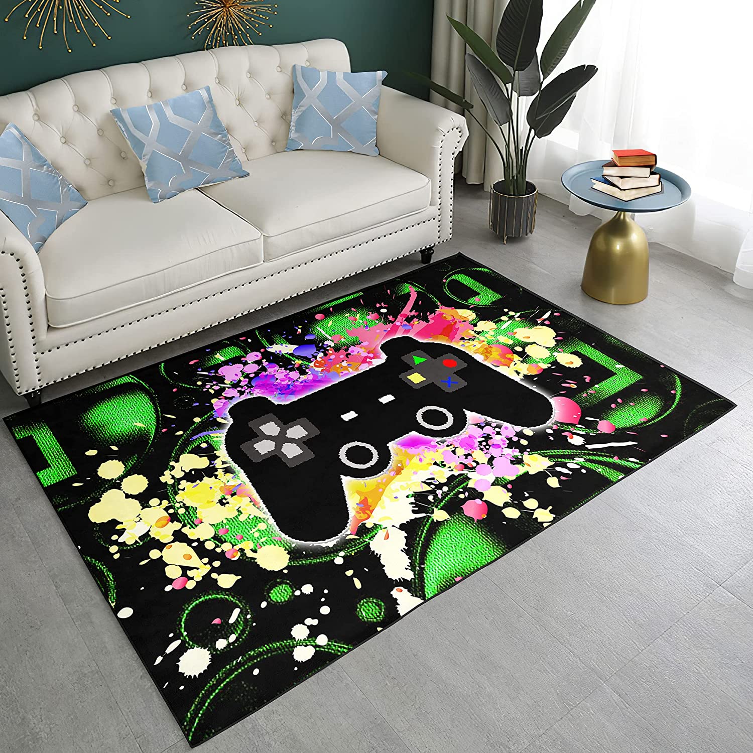 Crystal Non-Slip Polyester Mat for 3D Gamer Carpet Decor - Living Room Area Rugs