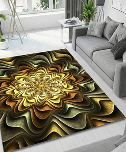 Custom 3D Yellow Floral Vortex Rug: A Colorful Art Piece for Modern Home Decor
