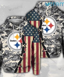 Custom All Over Print Hoodie - Steelers USA Flag Camo Pattern