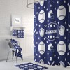 Custom Baseball Theme Shower Curtain Set with Personalized Banner and Blue and White Bathroom Decor