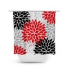 Custom Black Red Gray Floral Shower Curtain, Modern Bathtub Curtain for Red Black Gray Bathroom Decor with Quotes