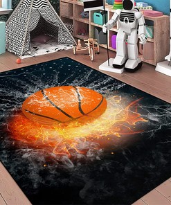 Custom Black Sport Basketball Rug - Unique Home Decor for Boys Bedroom and Living Room