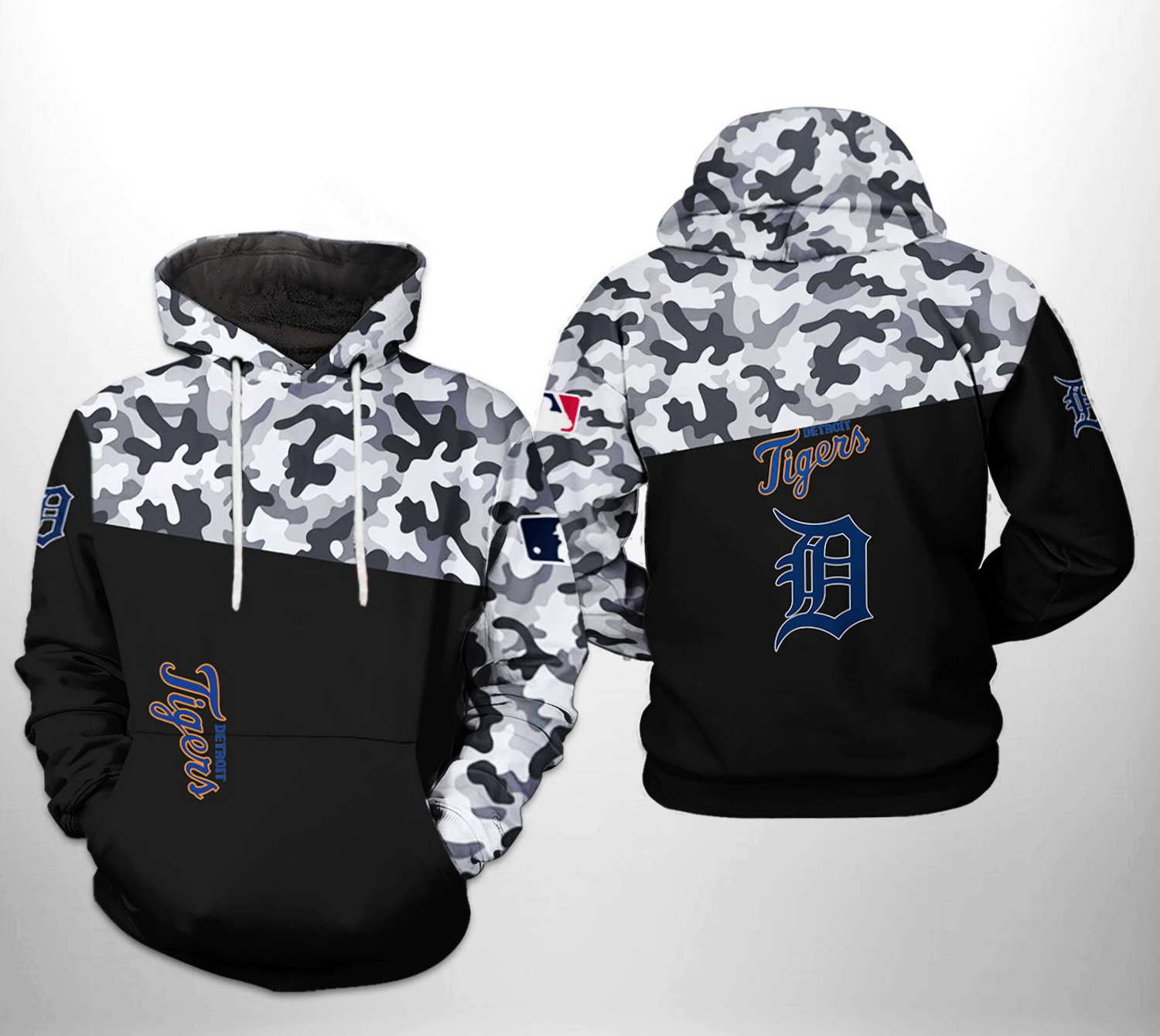 Custom Detroit Tigers All Over Print 3D Hoodie Zipper
