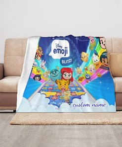 Custom Disney Emoji Blitz Fleece Blanket - Personalized Throw Gift for Kids and Adults