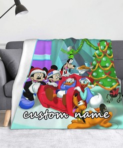 Custom Disney Mickey Minnie Name Blanket Personalized Baby Gift