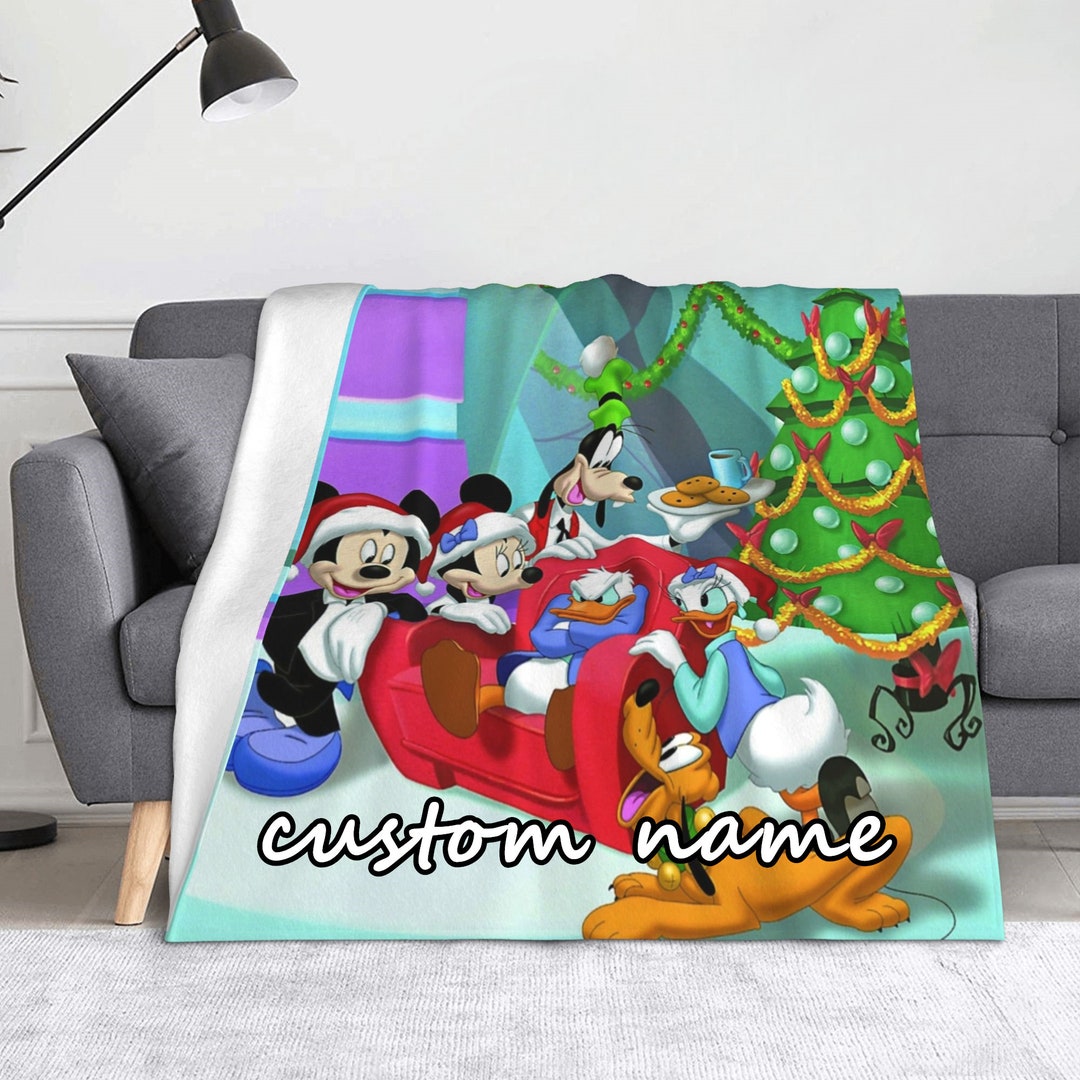 Custom Disney Mickey Minnie Name Blanket Personalized Baby Gift
