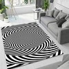 Custom Fractal Spiral Vortex Rug - Unique Black and White Living Room Area Rug with a Modern Flair