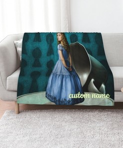 Custom Name Alice in Wonderland Soft Gift Blanket - Ideal for Home Decoration on Sofa and Bedding in Living Room