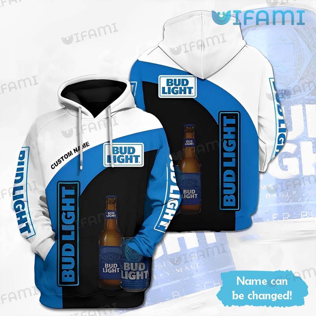 Custom Name All Over Print 3D Hoodie for Men - Bud Light Gift