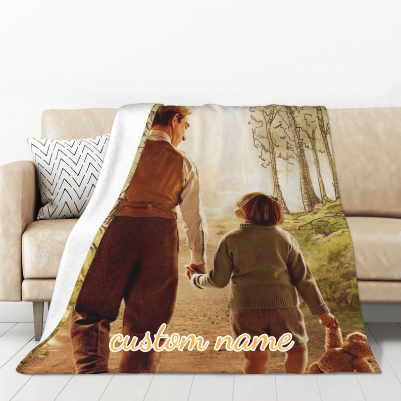 Custom Name Disney Christopher Robin Fleece Blanket - Cute Birthday Present - Image 2