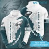 Custom Name Philadelphia Eagles White Green Logo 3D Hoodie with Custom Design
