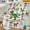 Custom Name Rex and Friends Blanket - Toy Story Characters Gift for Baby, Fleece Mink Sherpa