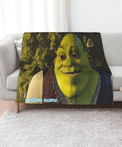 Custom Name Shrek Fleece Blanket for Kids and Adults