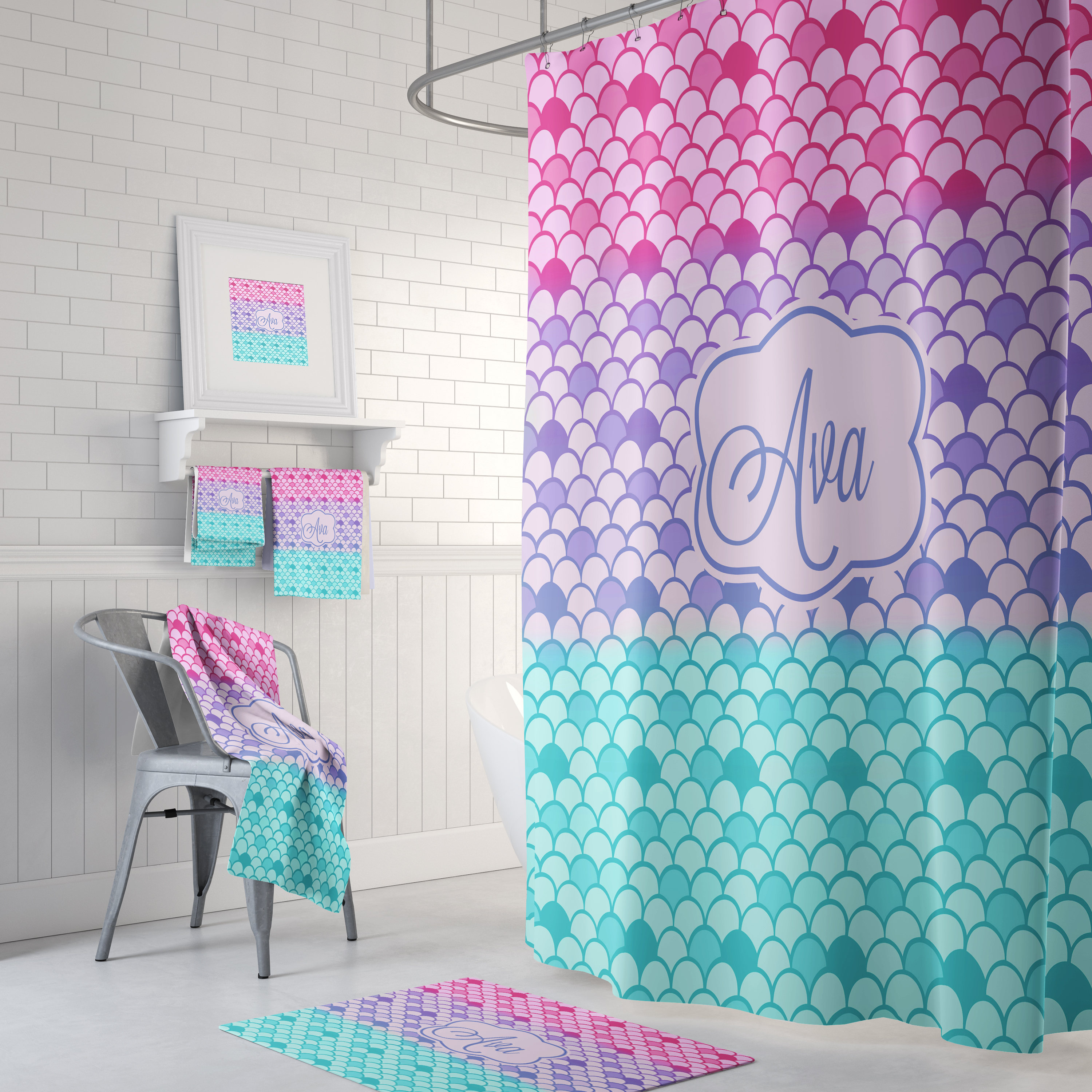 Custom Pastel Mermaid Shower Curtain, Make Your Bathroom Unique