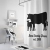 Custom Personalized Cow Shower Curtain, Farmhouse Rustic Country Design in Black and White