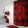 Custom Personalized Woodland Disney Shower Curtain Set with Lumberjack Plaid and Deer for a Rustic Bathroom