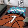 Custom Polka Dots Basketball Rug - Name and Number Floor Mat for Boys Room, Living Room or Bedroom