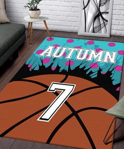 Custom Polka Dots Basketball Rug - Name and Number Floor Mat for Boys Room, Living Room or Bedroom