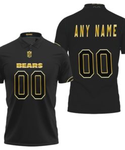 Custom Polo Shirt with Art Chicago Bears NFL American Football Black Golden Edition Vapor Limited design.