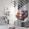 Custom Race Car Shower Curtain Set with Racing Fan Bath Decor