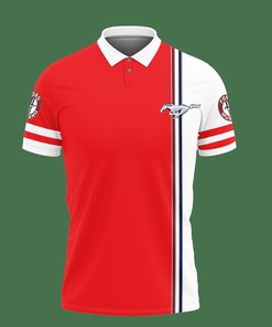 Custom Red 3D Printed Ford Mustang PVT-VA Polo Shirt for Men