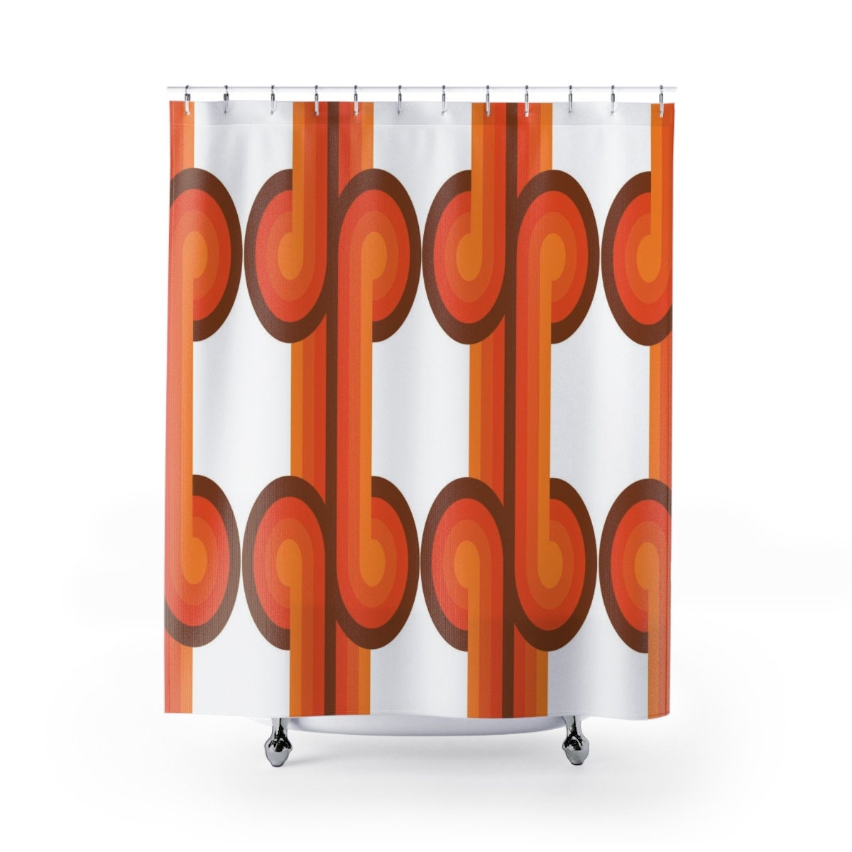 Custom Size Groovy Bathroom Shower Curtain, Waffle Weave Curtain with Retro Style and Housewarming Gift Idea - Image 3