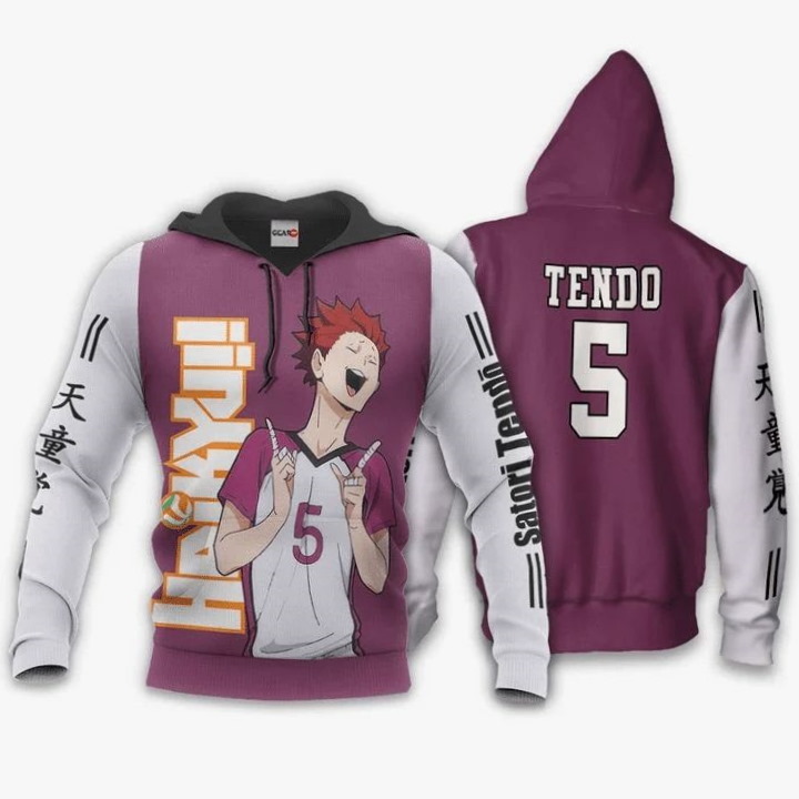 Custom Tendo Shiratorizawa Satori Anime Manga Haikyuu 3D T Shirt Zip Bomber Hoodie
