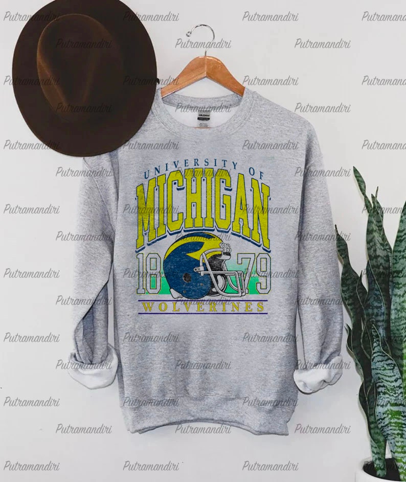 Custom Your City, Vintage University Of Michigan 1879 Crewneck Sweatshirt, Football Shirt For Michigan Fans