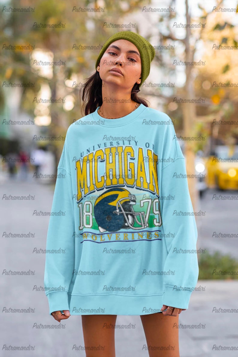 Custom Your City, Vintage University Of Michigan 1879 Crewneck Sweatshirt, Football Shirt For Michigan Fans - Image 2