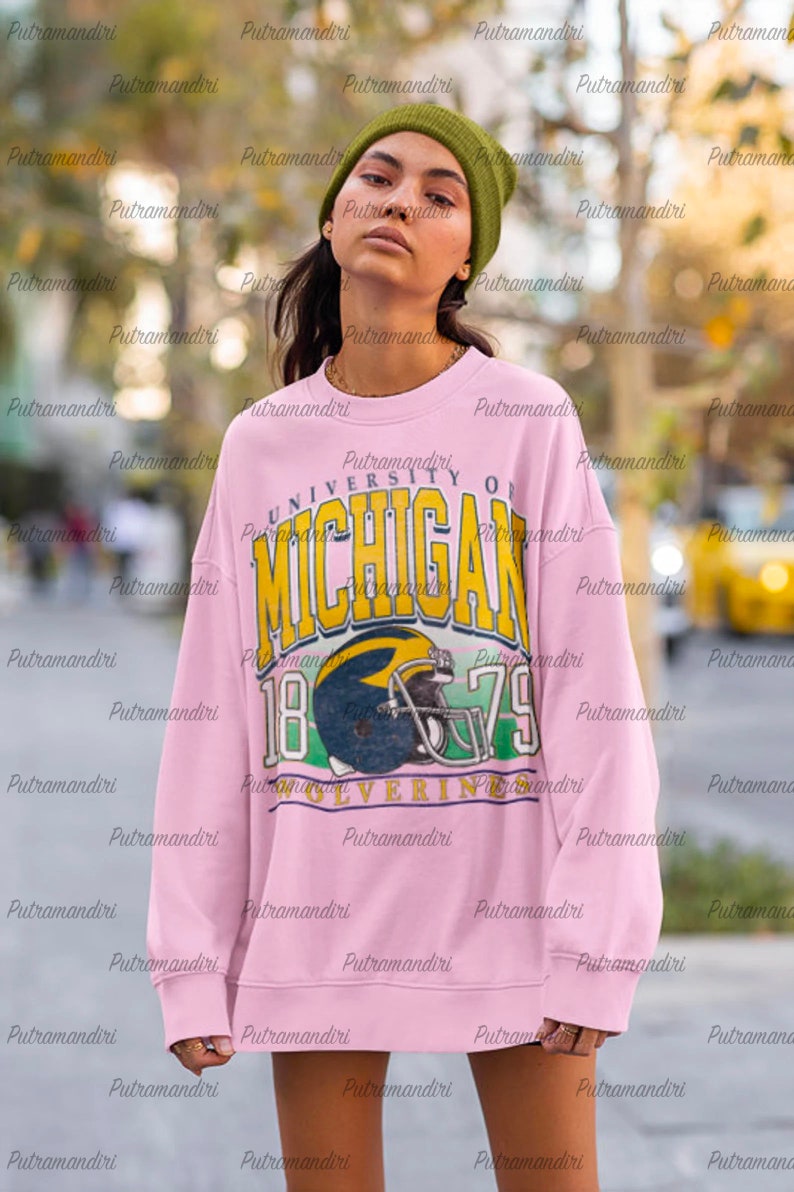 Custom Your City, Vintage University Of Michigan 1879 Crewneck Sweatshirt, Football Shirt For Michigan Fans - Image 3