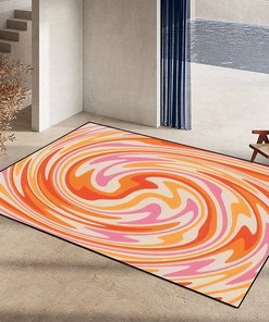 Customizable 70s Style EPONGEKIT Twirl Paint Colors Abstract Fluid Backgrounds Area Rug Non-Slip Floor Mat