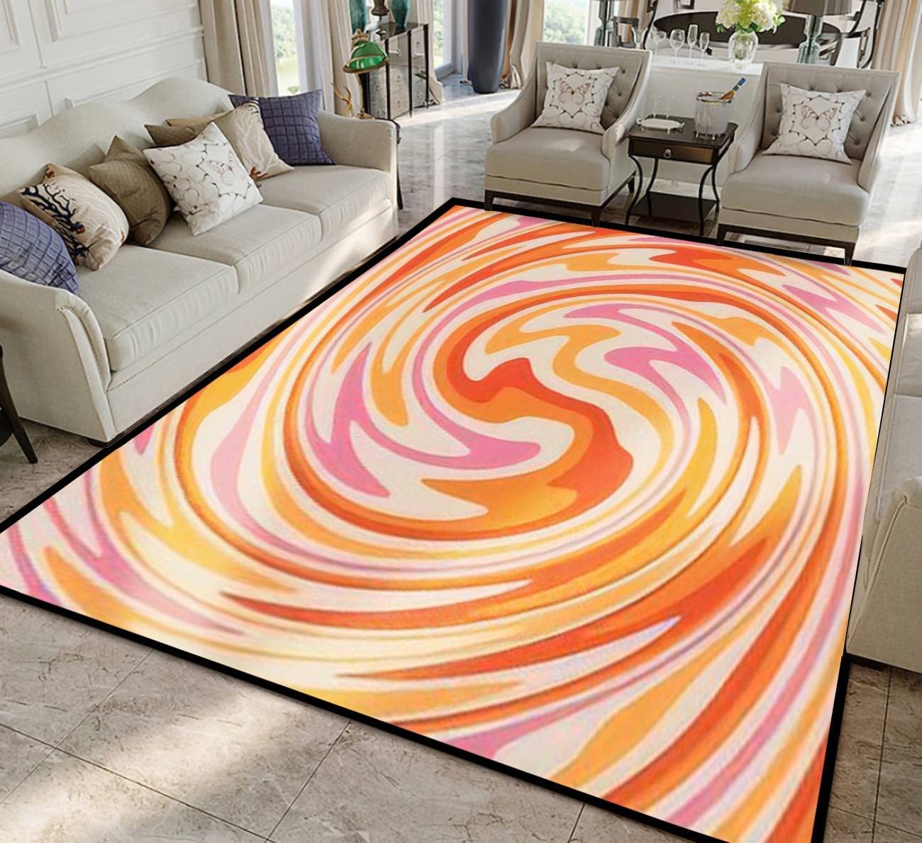 Customizable 70s Trippy Groovy Twirl Paint Colors Abstract Fluid Backgrounds Rugs for Indoor and Outdoor Use - Image 2