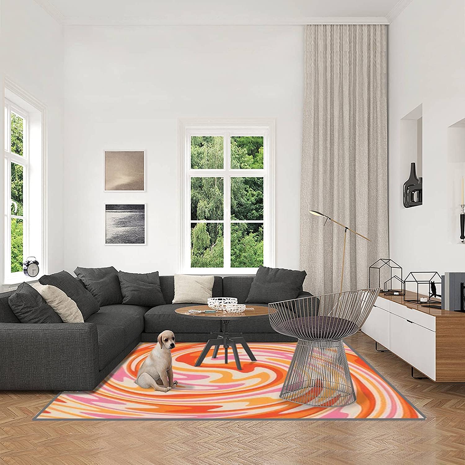 Customizable 70s Trippy Groovy Twirl Paint Colors Abstract Fluid Backgrounds Rugs for Indoor and Outdoor Use - Image 3