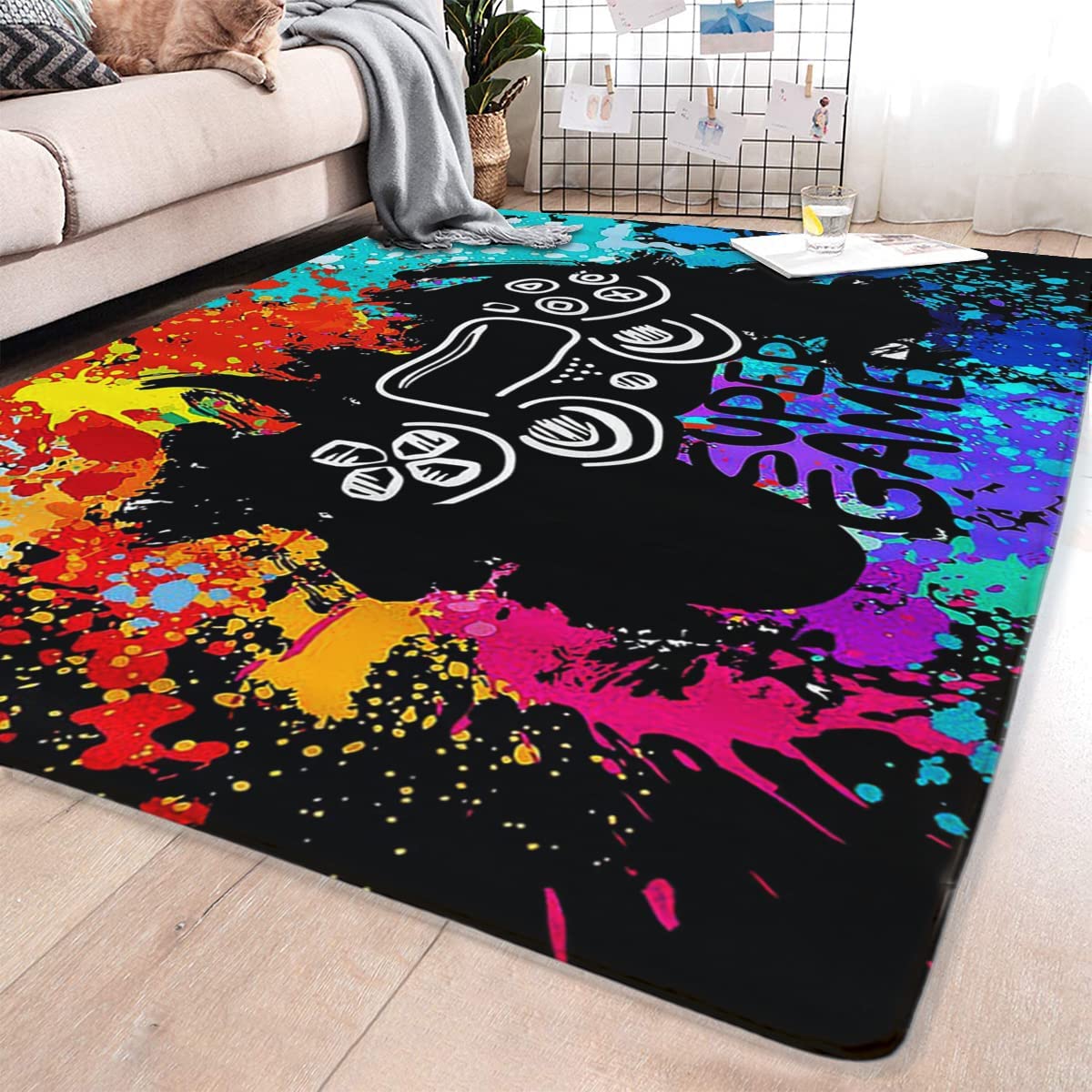 Customizable Anime Game Gamepad Pattern Area Rug for Home Decoration