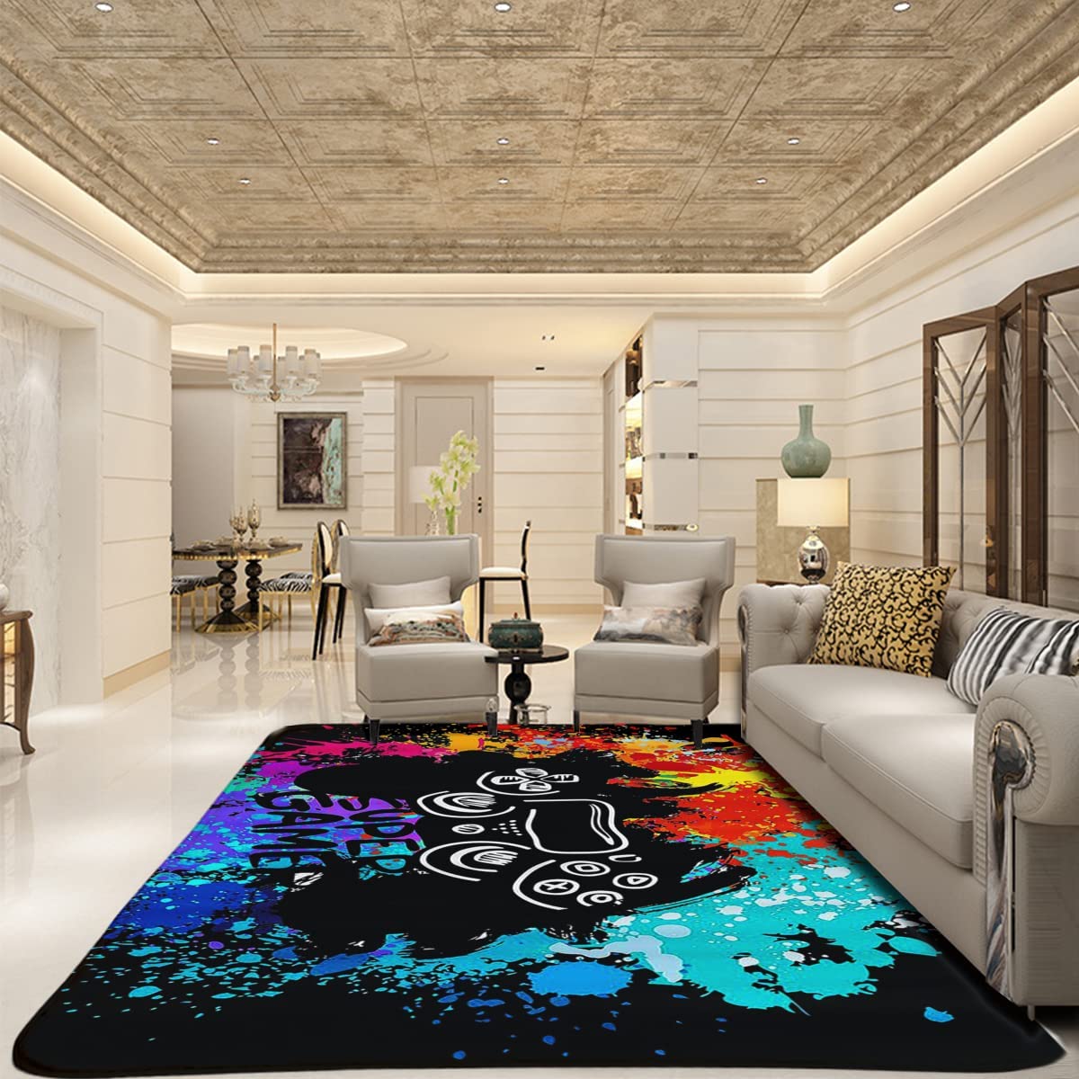 Customizable Anime Game Gamepad Pattern Area Rug for Home Decoration - Image 3