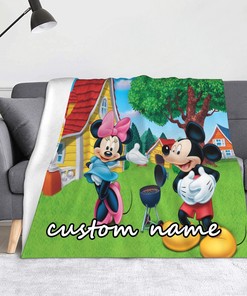 Customizable Disney Mickey and Minnie Tapestry Blanket - Personalized Name Baby Gift