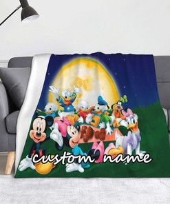 Customizable Disney Mickey and Minnie Theme Blanket for Baby - Personalized Name Gift