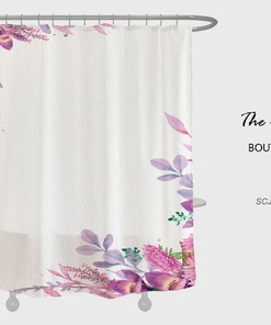 Customizable Flowers Shower Curtain, Spring Floral Bathroom Decor Customizable Size