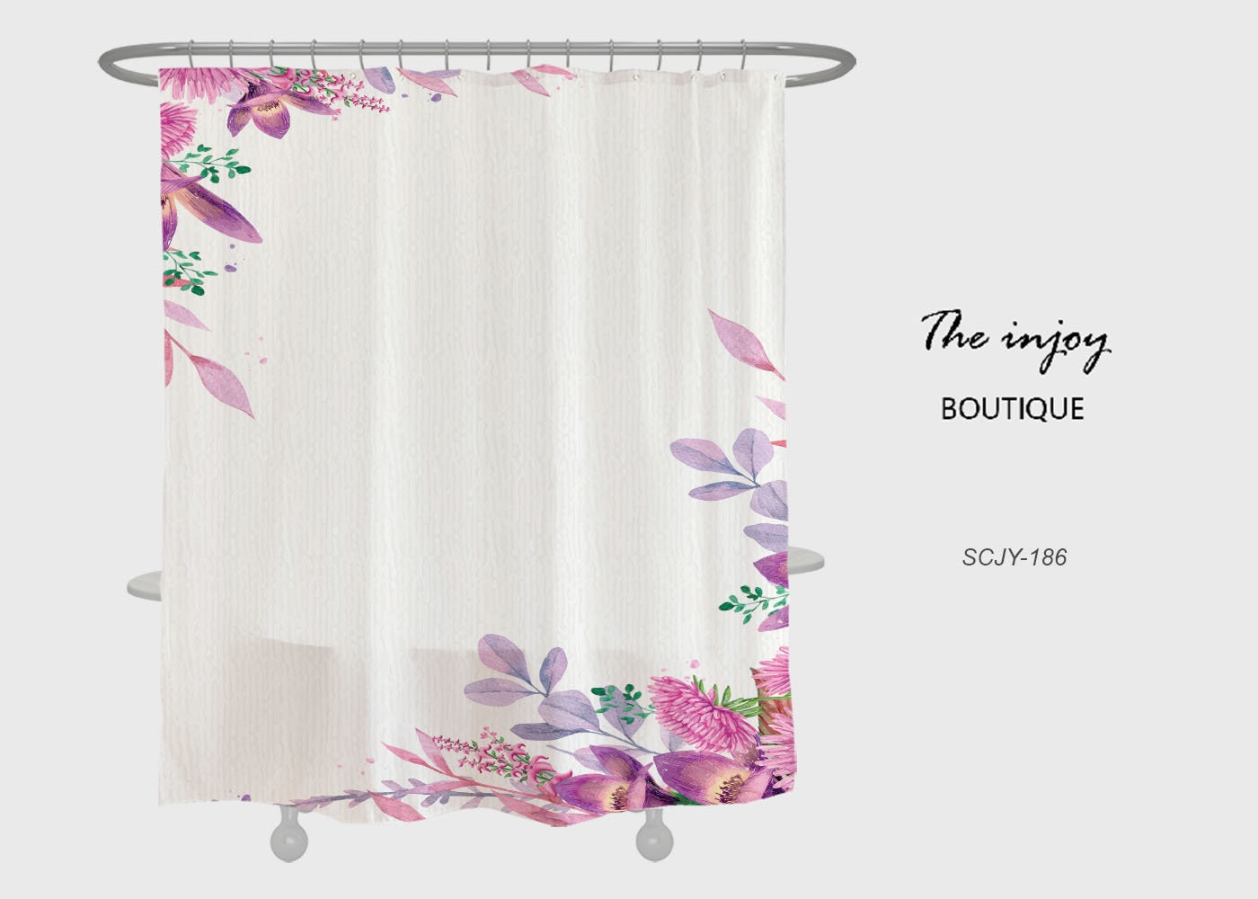 Customizable Flowers Shower Curtain, Spring Floral Bathroom Decor Customizable Size