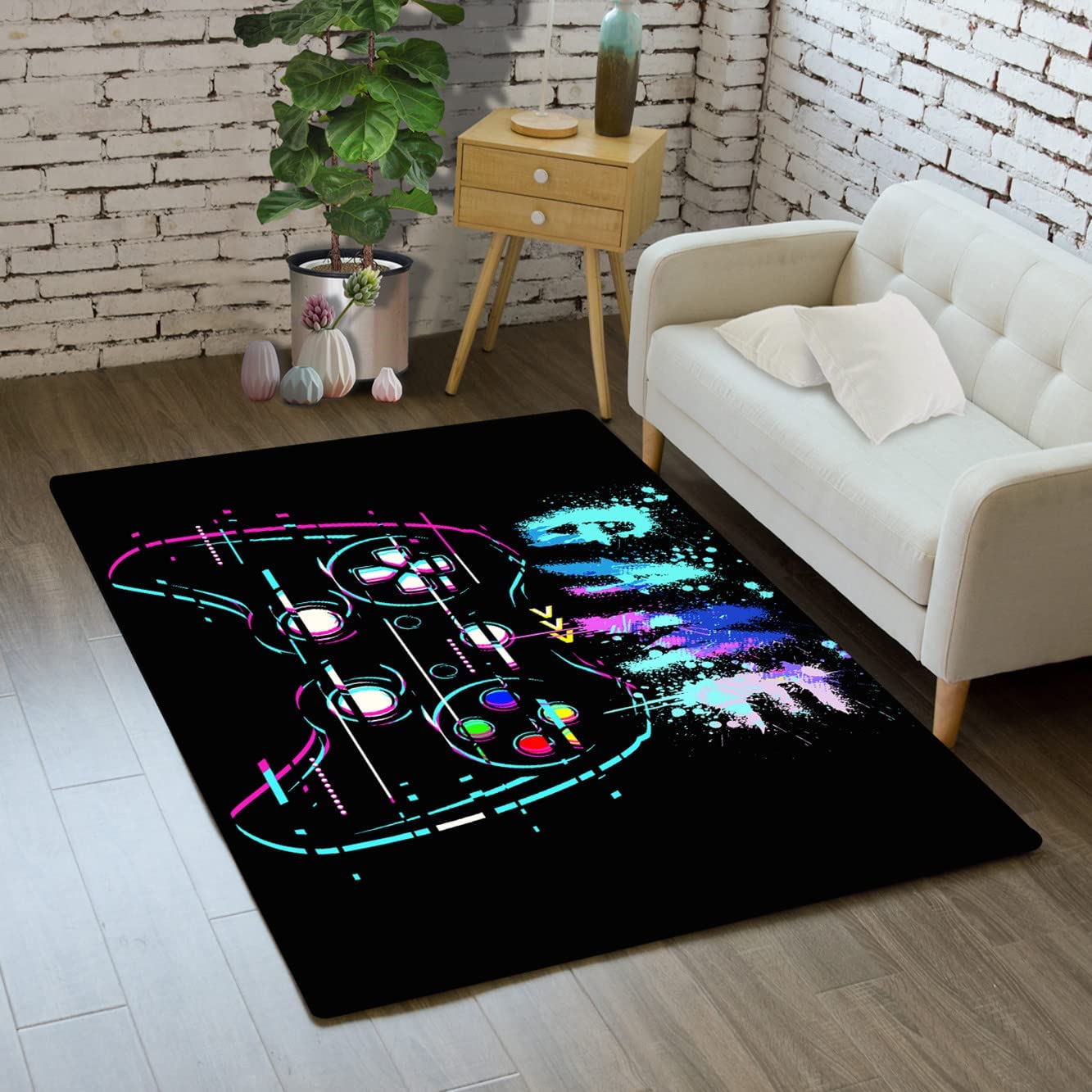 Customizable Gamepad Black Gaming Art Design Sofa Floor Mats Area Rug, Yoga Mat Home Decoration - Image 2