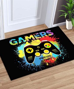 Customizable Gamepad Pattern Black Carpet Sofa Floor Mat for Living Room and Bedroom: Perfect for Game Room Carpets